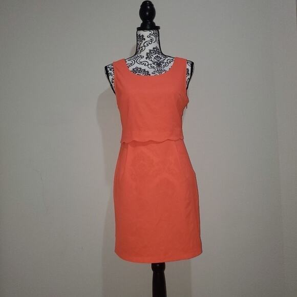 Charming Charlie size medium orange scalloped top dress with side zipper - Picture 1 of 9
